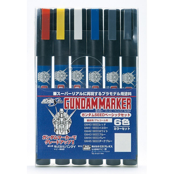 Mr Hobby GUNDAM MARKER GUNDAM SEED BASIC SET (6 Markers) GMS109 for Hobby Plastic Model Gunpla Scale Models