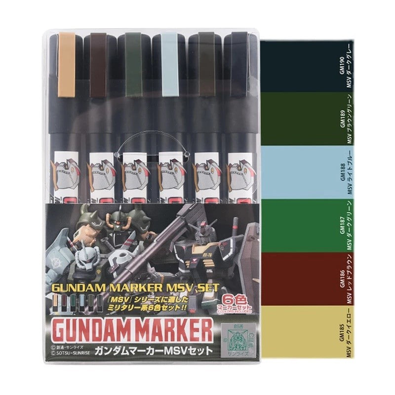 Mr Hobby GUNDAM MARKER MSV SET (6 Markers) GMS112 for Hobby Plastic Model Gunpla Scale Models