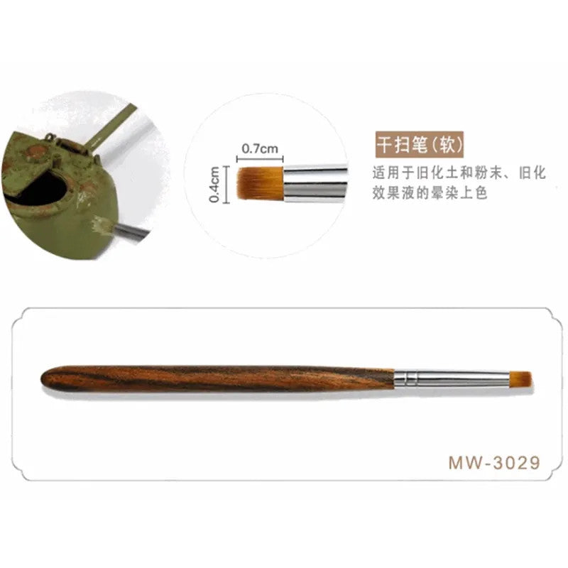 High-Grade Detail Brush Set – Rosewood Model Paint Brushes for Gunpla, Wargame Miniatures, Figurines