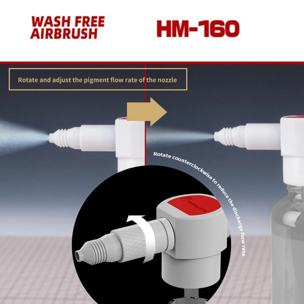 Wash Free Airbrush HM-160 – Easy Modular Spray Gun by HobbyMio for Model Kits & DIY Crafts