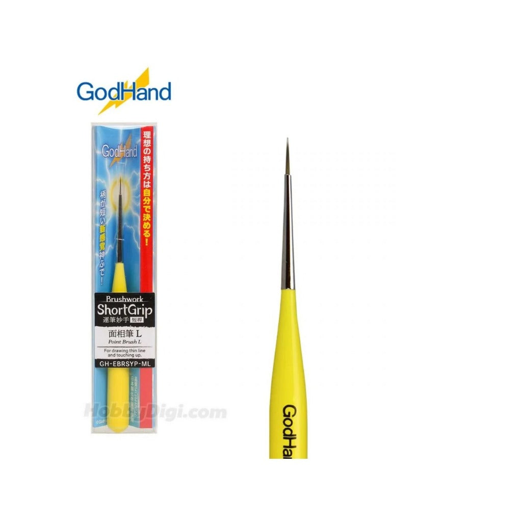 GodHand Brushwork Short Grip Model Paint Brush – Detail Brush for Gunpla, Miniatures, Plastic Models