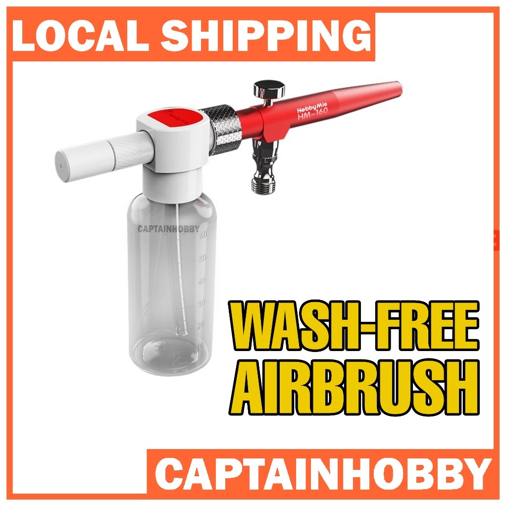 Wash Free Airbrush HM-160 – Easy Modular Spray Gun by HobbyMio for Model Kits & DIY Crafts