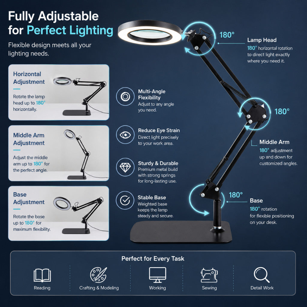 🇸🇬 Local Stock Magnifying LED Lamp for Gundam Model Kit Painting Hobby Craft Desk Light Clamp Mount