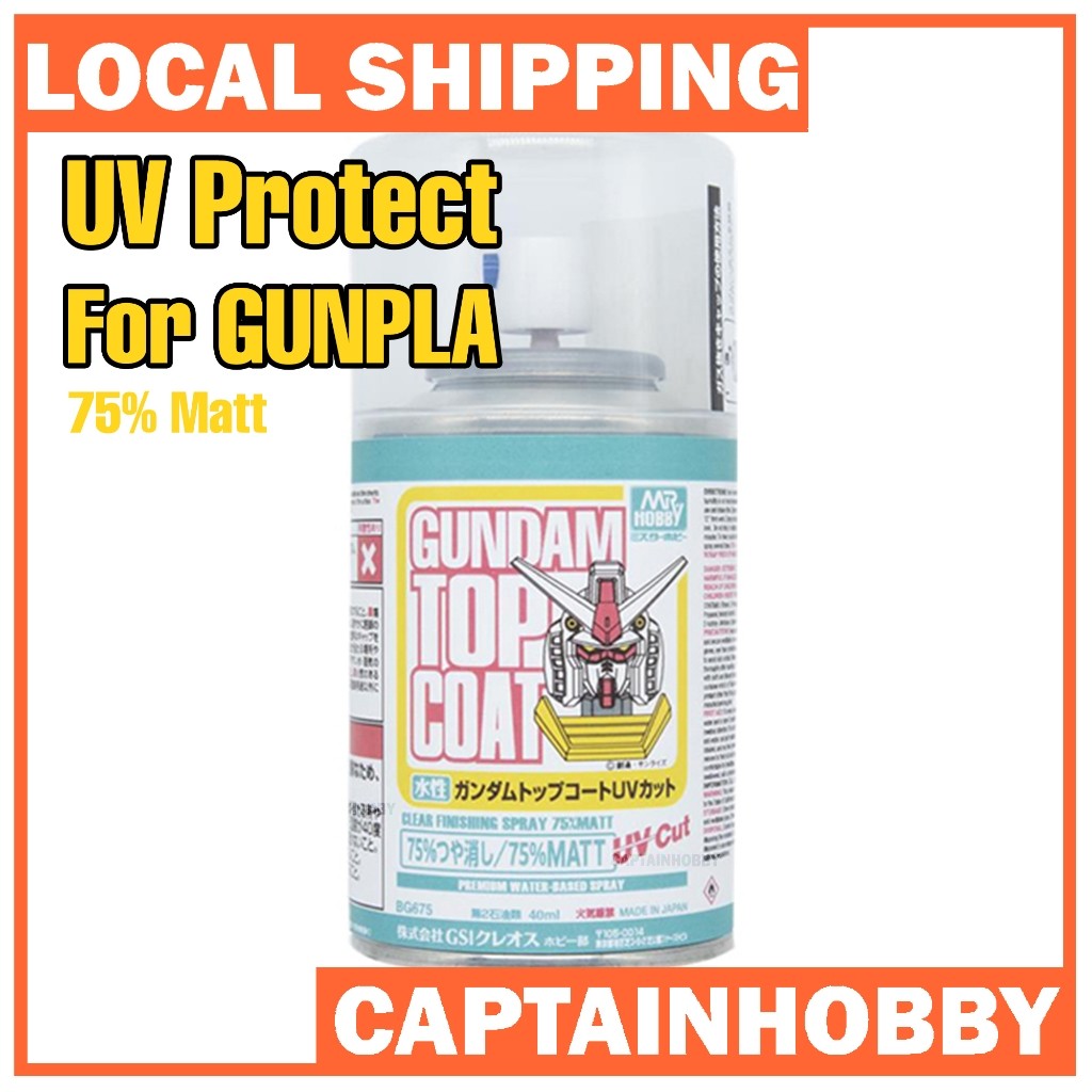 Mr.Hobby Gundam Top Coat Water-Based Spray 75% Semi-Matte UV Cut for Gunpla Models