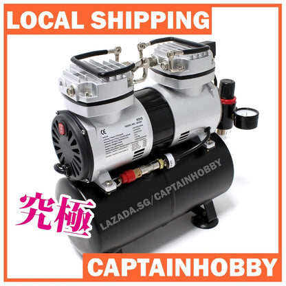 Pro Twin Cylinder Piston Airbrushing Compressor Kits W/ 1.5M Hose and 3.5L Tank for Painting Gundam Gunpla and Tamiya