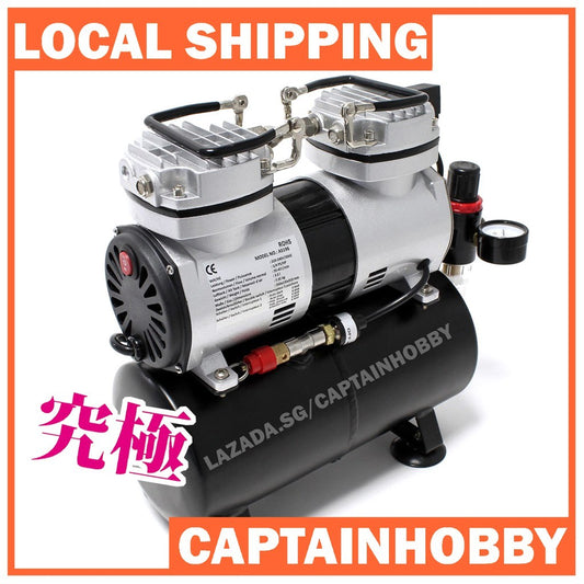Pro Twin Cylinder Piston Airbrushing Compressor Kits W/ 1.5M Hose and 3.5L Tank for Painting Gundam Gunpla and Tamiya