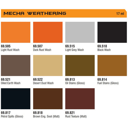 VALLEJO MECHA WEATHERING/ WASH II 69.813-69.821 Safe Pre-thinned Ready-to-spray Acrylic Hobby Gunpla Paint 17ML
