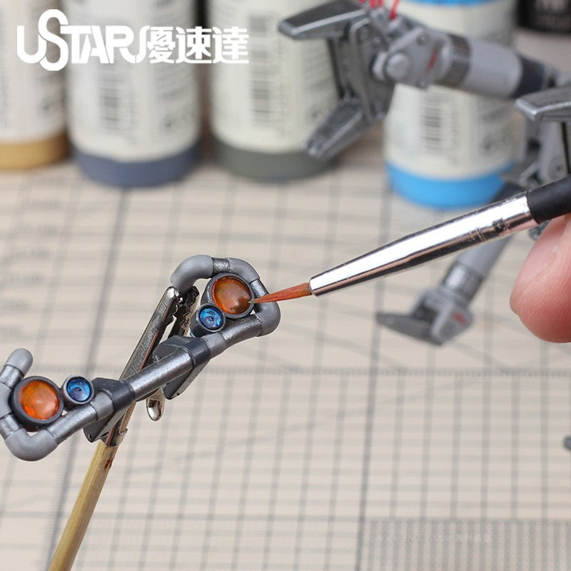 Hobby Brush Set 7 PCs Include Drybrush, Standard & Detail Fine Tip Brush by USTAR for Hand Brushing  Figures