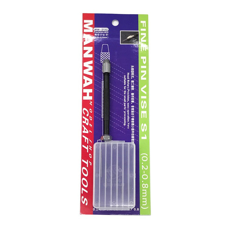 Hobby Pin Vise Hand Drill 0.2–3.0mm by Manwah – For Gunpla, Gundam, Tamiya, Scale Model Building