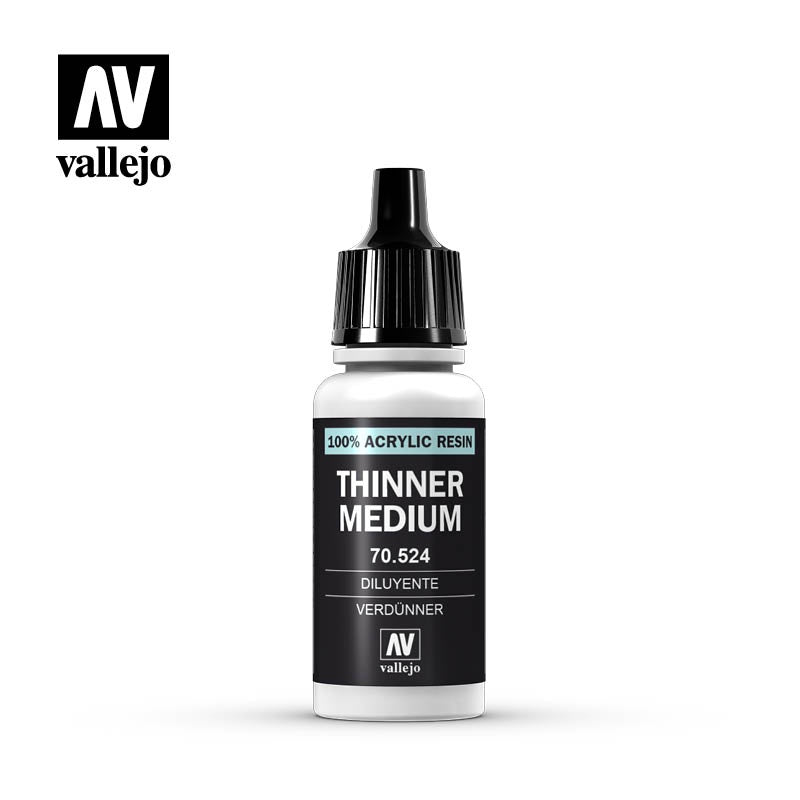VALLEJO AUXILIARIES THINNER & VARNISH & MEDIUM Safe Pre-thinned Acrylic Hobby Paint 17ML for Hand Brushing & Airbrushing