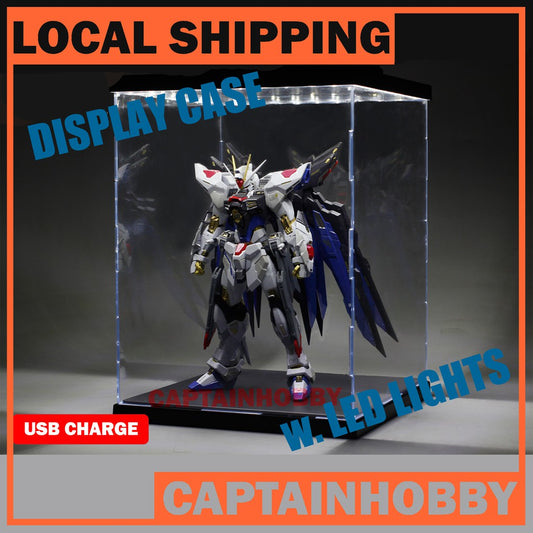 Display Case with USD Charged White LED for Gunpla & Figma and other action figures 25CM x 20CM x 20CM