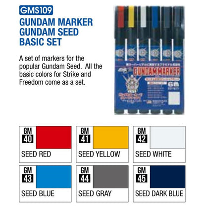 Mr Hobby GUNDAM MARKER GUNDAM SEED BASIC SET (6 Markers) GMS109 for Hobby Plastic Model Gunpla Scale Models