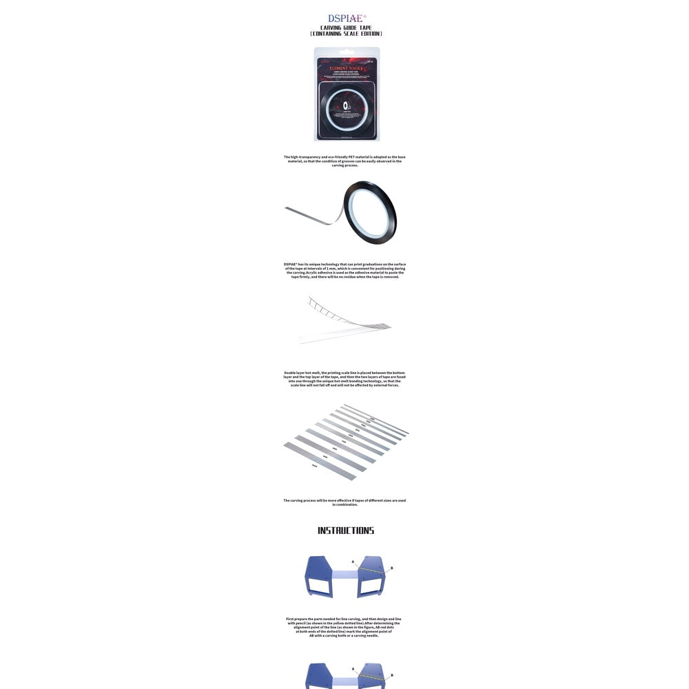 DSPIAE CG Series Carving Guide Tape for Gunpla and Hobby Scale Models from Bandai Tamiya Fujimi Trumpeter