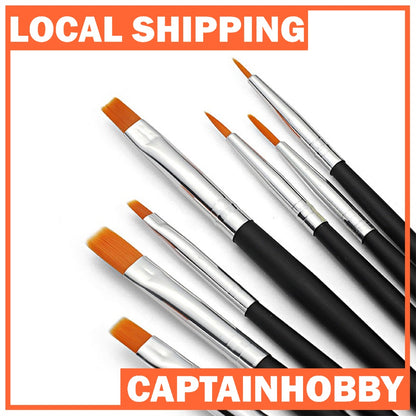 Hobby Brush Set 7 PCs Include Drybrush, Standard & Detail Fine Tip Brush by USTAR for Hand Brushing  Figures