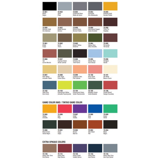 VALLEJO GAME COLOR/INK V 72.089-72.106 Safe Pre-thinned Ready-to-spray Water-based Hobby Paint 17ML for  Figure