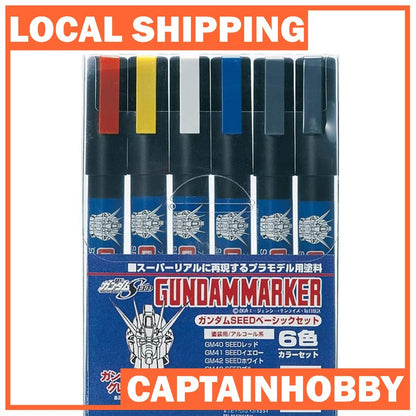 Mr Hobby GUNDAM MARKER GUNDAM SEED BASIC SET (6 Markers) GMS109 for Hobby Plastic Model Gunpla Scale Models