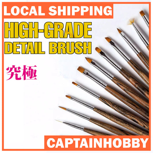 High-Grade Detail Brush Set – Rosewood Model Paint Brushes for Gunpla, Wargame Miniatures, Figurines
