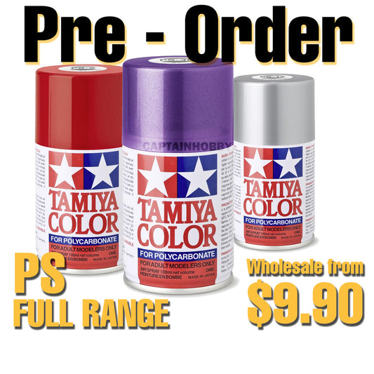 Tamiya PS Spray Paint for RC Bodies –Polycarbonate Paint PS-1 to PS-60 For Transparent & Lexan Shell