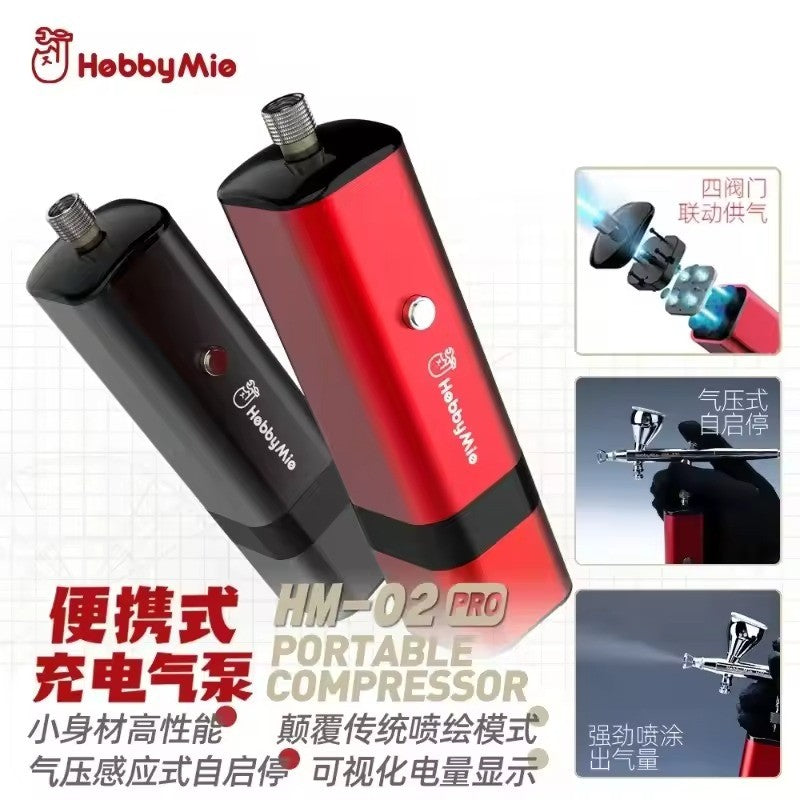 Hobby Mio HM-02 PRO Portable Rechargeable Airbrush Compressor Quiet Wireless for Scale Model Gunpla