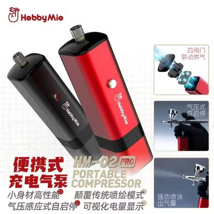 Hobby Mio HM-02 PRO Portable Rechargeable Airbrush Compressor Quiet Wireless for Scale Model Gunpla