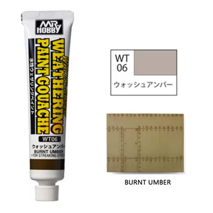 Water-Based Weathering Paint Gouache by MR.HOBBY GUNZE GSI WT01-WT06 20ml Tube Aging Effect Paint Pigment Model Coloring