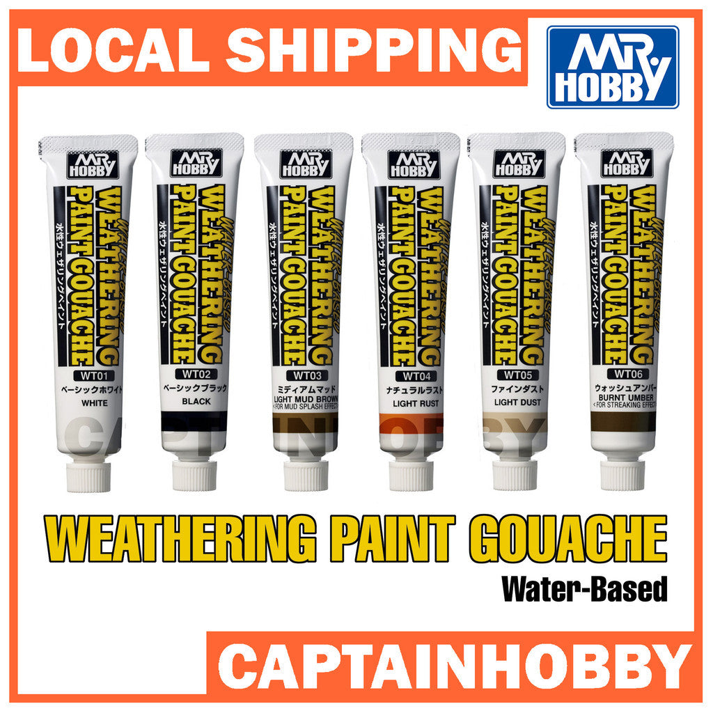 Water-Based Weathering Paint Gouache by MR.HOBBY GUNZE GSI WT01-WT06 20ml Tube Aging Effect Paint Pigment Model Coloring