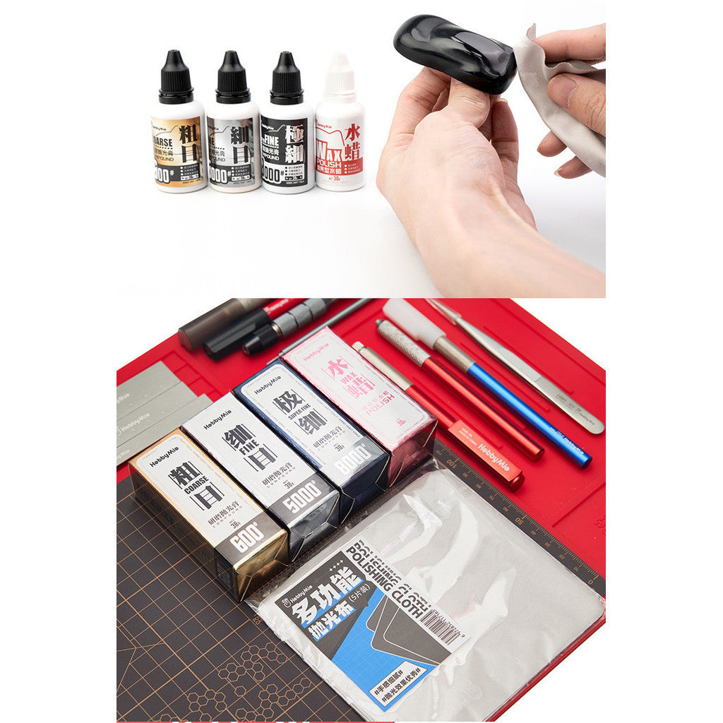 🇸🇬 HobbyMio Model Polishing Compound & Wax – 600/5000/8000 Grit Polisher for Car Plastic Models
