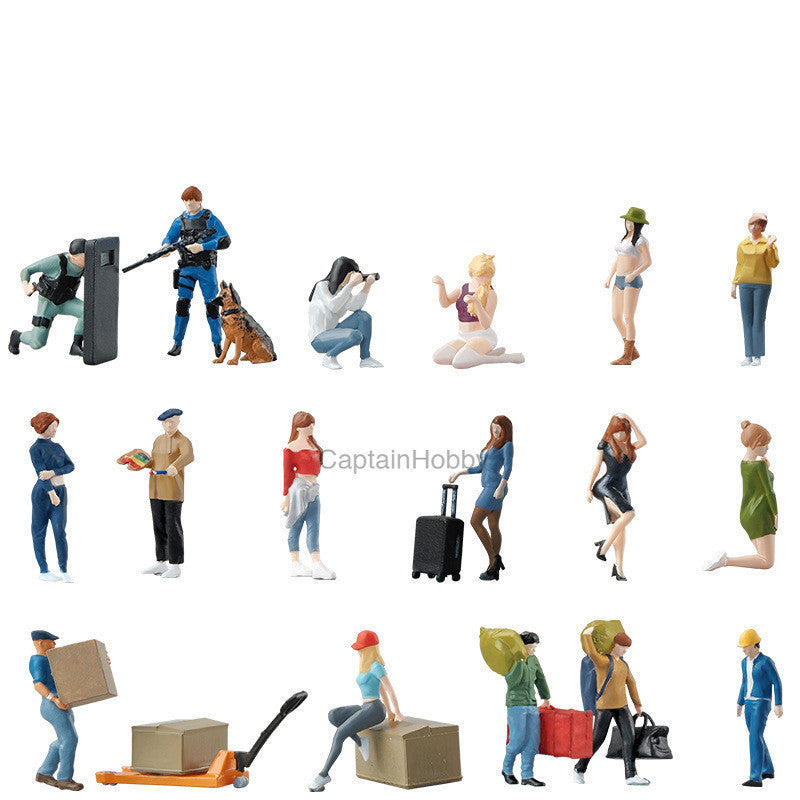Miniature Figures 1/64 Scale – Realistic People Figurines for Die-Cast Model Cars & Diorama Props