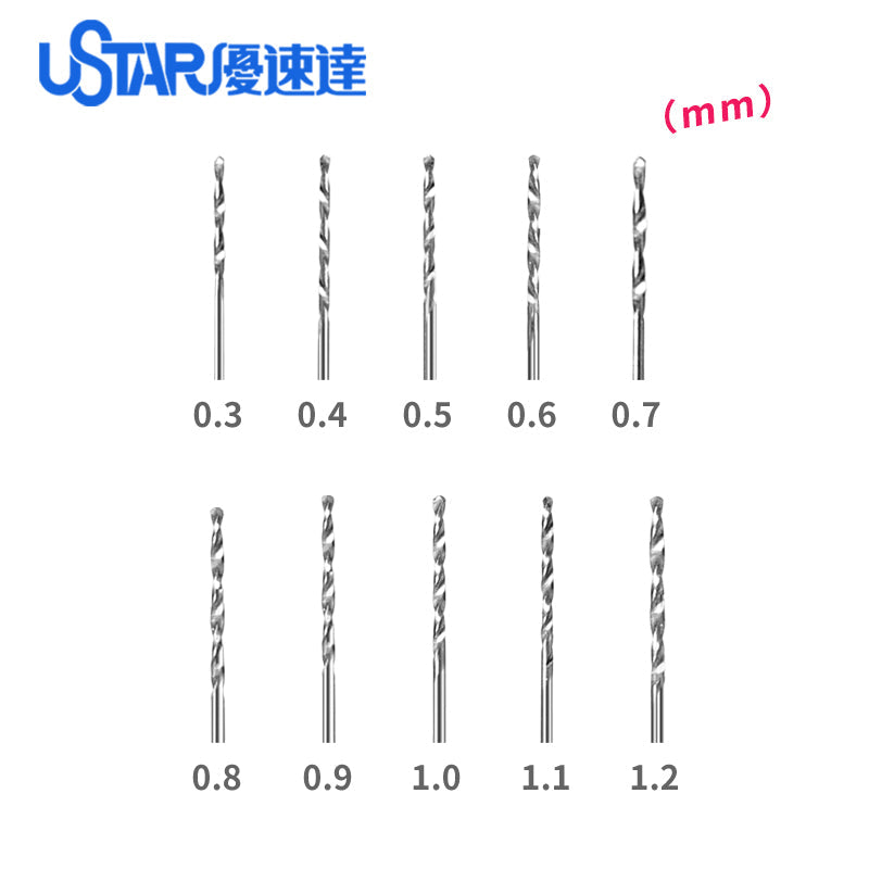 U-STAR TOOLS 90800A 0.3-1.2mm Fine Pin Vise Drill Bit Set