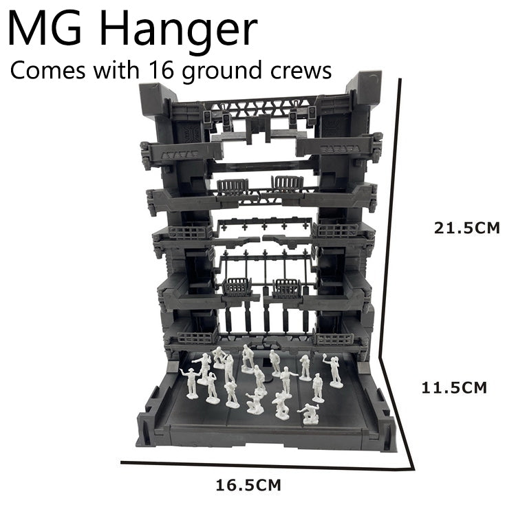 Mecha Maintenance Dock Hanger with 16 Crew –Fits MG HG 1/100 1/144 Gundam, DIY Kit Assembly Required