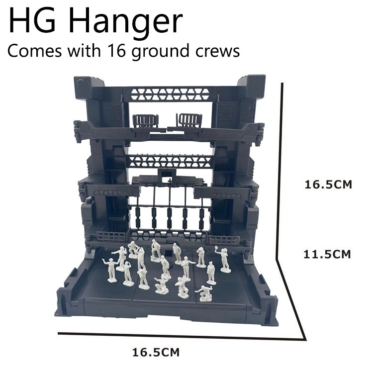 Mecha Maintenance Dock Hanger with 16 Crew –Fits MG HG 1/100 1/144 Gundam, DIY Kit Assembly Required