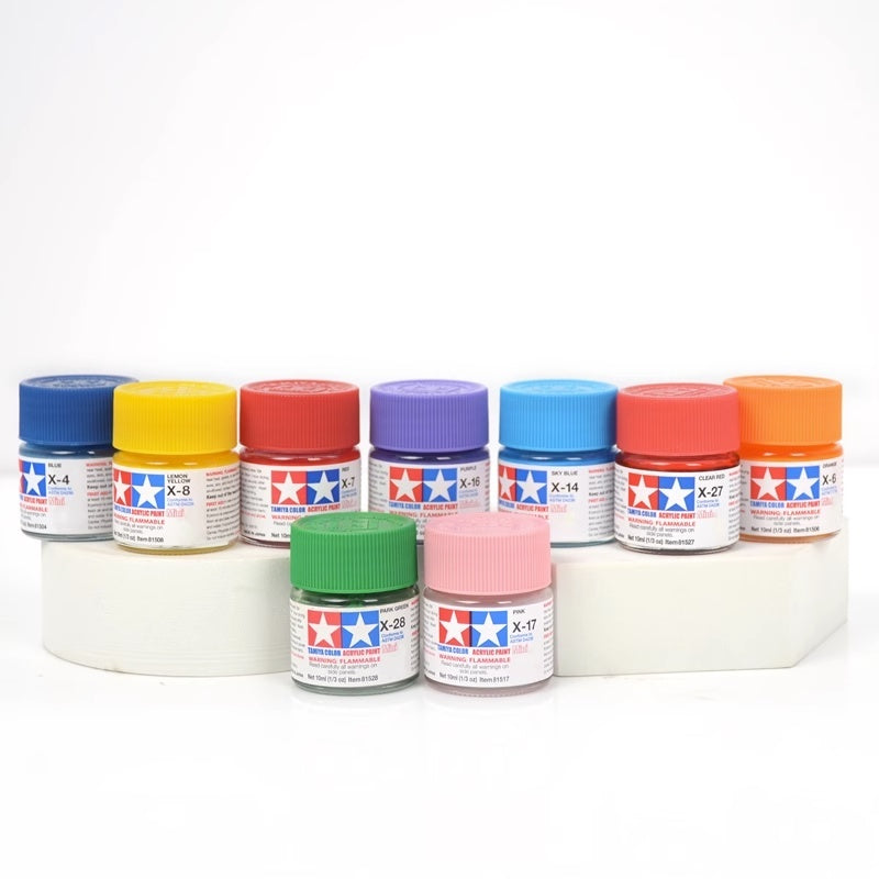 Tamiya Acrylic Paint X Series – Water-Based Gloss Colors X-1 to X-35 for Plastic Models, Gunpla