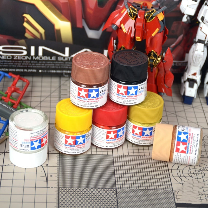 Tamiya Acrylic Paint XF Series – Water-Based Flat Colors XF-1 to XF-90 for Gunpla & Scale Model Kits