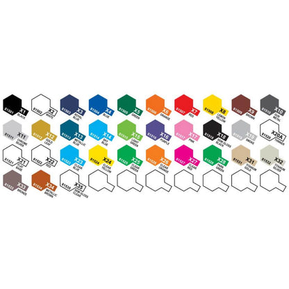 Tamiya Acrylic Paint X Series – Water-Based Gloss Colors X-1 to X-35 for Plastic Models, Gunpla