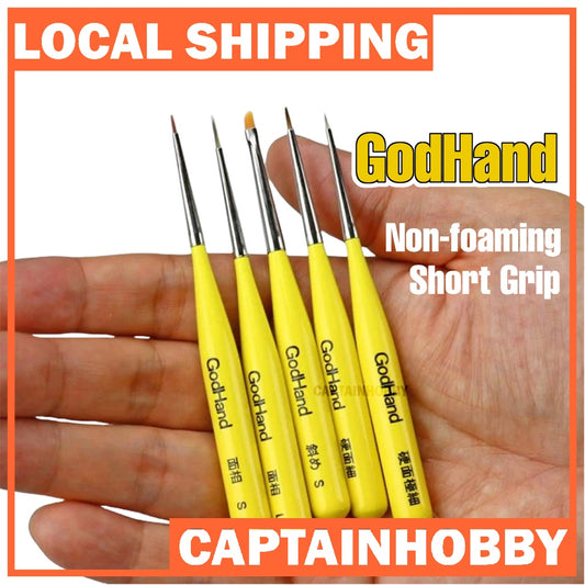 GodHand Brushwork Short Grip Model Paint Brush – Detail Brush for Gunpla, Miniatures, Plastic Models
