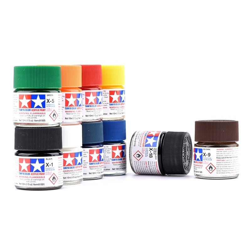 Tamiya Acrylic Paint X Series – Water-Based Gloss Colors X-1 to X-35 for Plastic Models, Gunpla