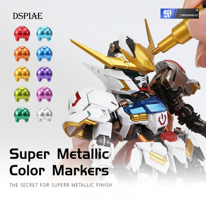 DSPIAE Super Metallic Marker MKA MKS Chrome Silver Gold Paint Pen for Gunpla Gundam Model Hobby DIY