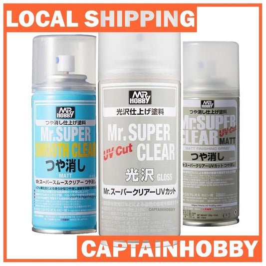 MR. SUPER CLEAR UV CUT Spray 170ml – Mr Hobby Top Coat for Doll Figurines | Anti-Fade UV Protection