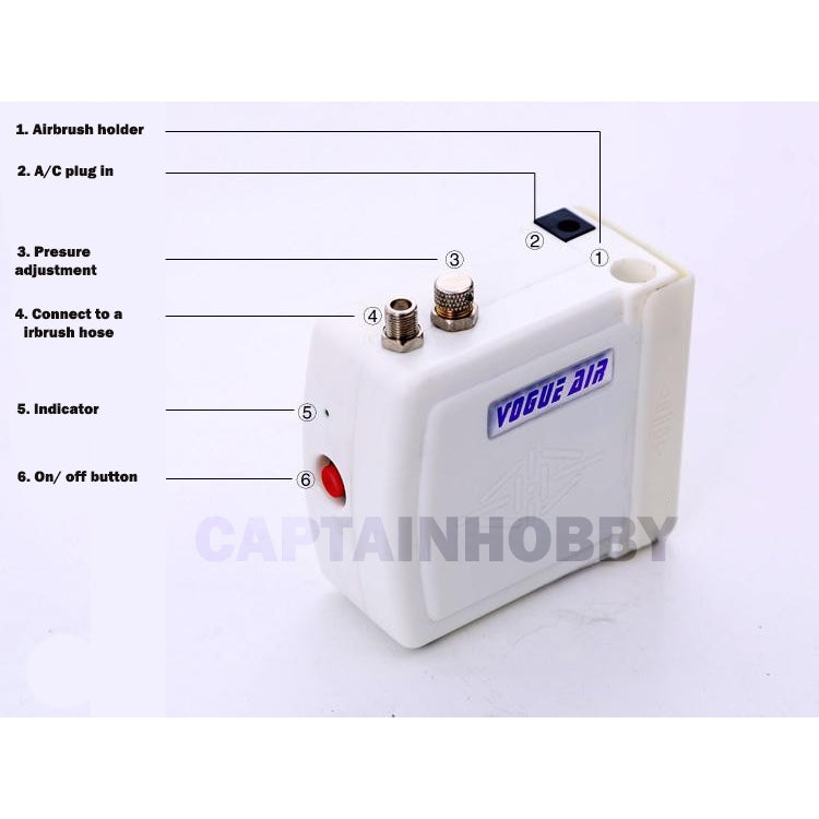 Vogue Air Hobby Mini Airbrushing Compressor Set with Airbrush for Painting Gundam Gunpla and Scale Model