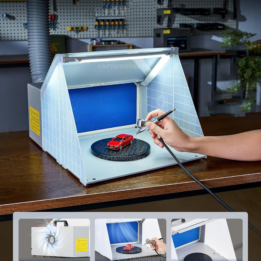 🔥1 Year Warranty🔥 Portable Airbrushing Spray Booth with LED Light Water Curtain for Gundam Miniature