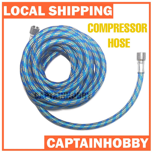 Premium 1.8 Metre Braided Nylon Flexible Air Hose 1/8 BSP for Tamiya, Iwata, Mr.Hobby Airbrushes