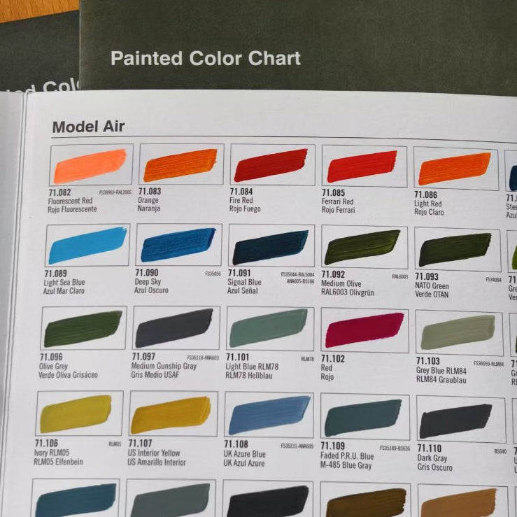 Vallejo Hand Painted Color Chart - Model Air Surface Primer