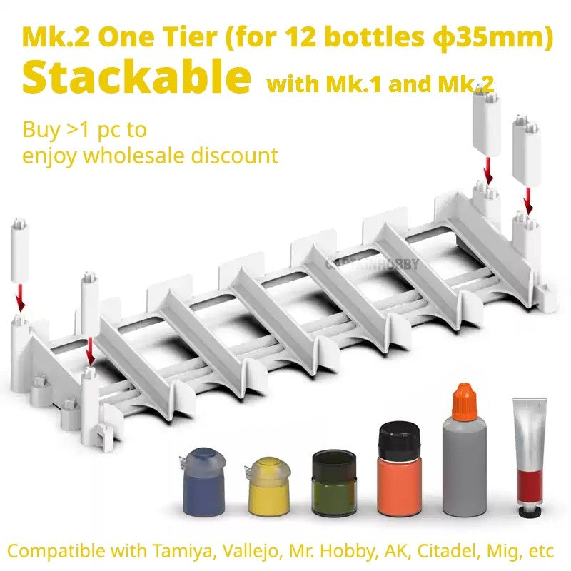 Stackable Paint Rack Holder – Desktop Paint Organizer for Vallejo AK Mig Mecha Tamiya Mr Color Paint