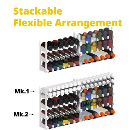 Stackable Paint Rack Holder – Desktop Paint Organizer for Vallejo AK Mig Mecha Tamiya Mr Color Paint