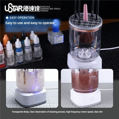 🇸🇬 Electric Brush Cleaning Machine by USTAR UA-90931 – Auto Paint Brush Washer for Model & Gundam