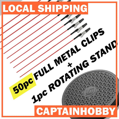 Rotating Airbrush Spray Stand Paint Tool Turn Table | Option with Painting Clips