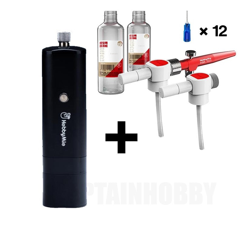 Hobby Mio HM-02 PRO Portable Wash Free Airbrush Compressor Quiet Wireless for Scale Model Gunpla