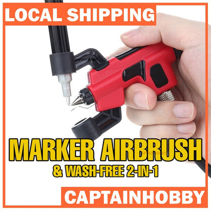 Marker Airbrush & Wash-Free Airbrush Dspiae PT-AB – Dual Use Spray Gun for Model Paint & Marker Ink