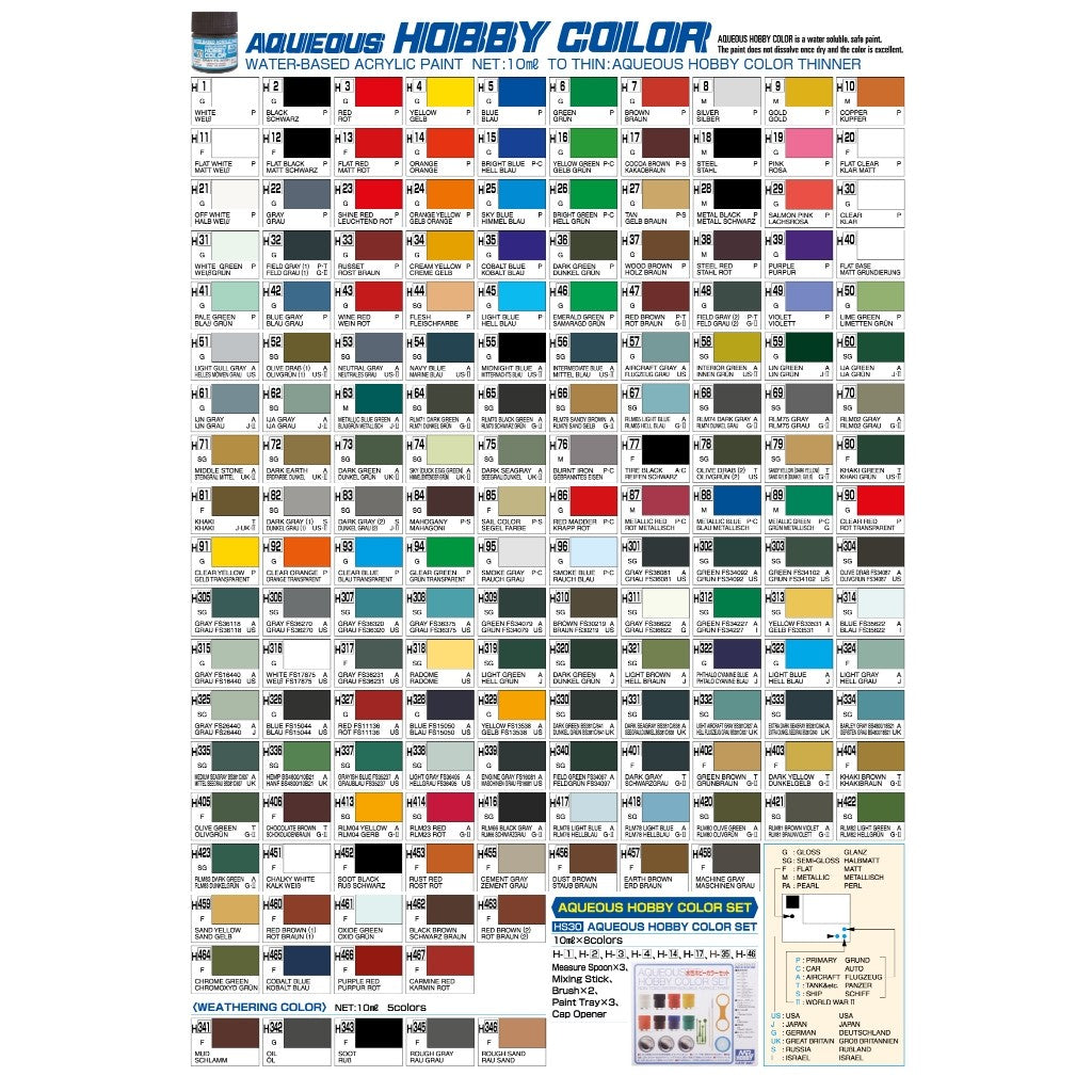 [SG Local] Mr. Hobby AQUEOUS Hobby Color 10ml – Color H100- H515