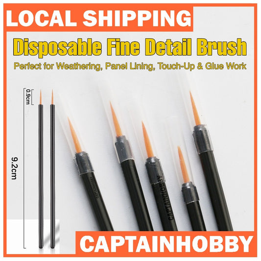 🇸🇬 Disposable Fine Detail Brush– for Model Kit Weathering, Panel Lining, Touch-Up & Glue Application